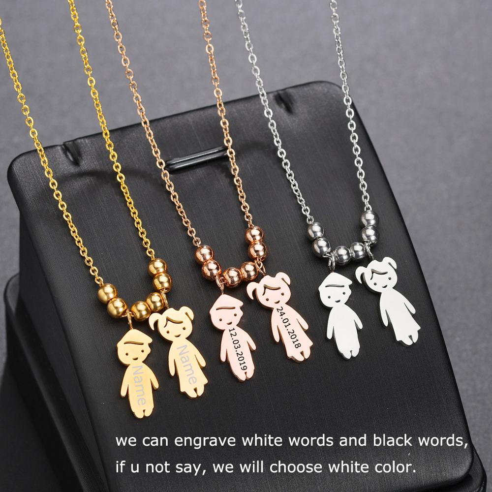 Personalized Boy Girl Kids Pendant Necklace Women Child Engraved Name Date Family Jewelry - MERGE.DAY.1.FREESTYLE