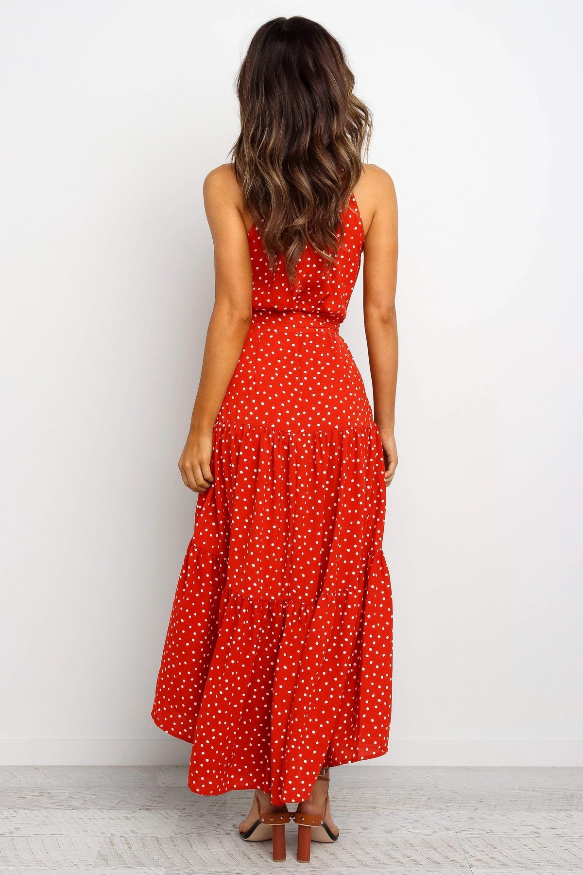 Summer Long Dress Polka Dot Casual Dresses Black Sexy Halter Strapless Sundress Vacation - MERGE.DAY.1.FREESTYLE