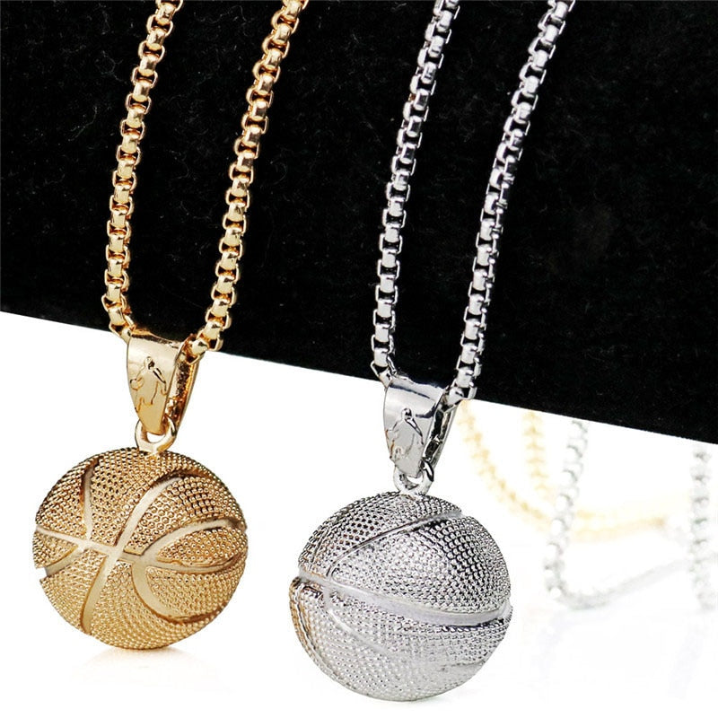 Basketball Necklace Choker Gold Silver Color Ball Shaped Pendant Sports Hip Hop Punk Jewelry - MERGE.DAY.1.FREESTYLE