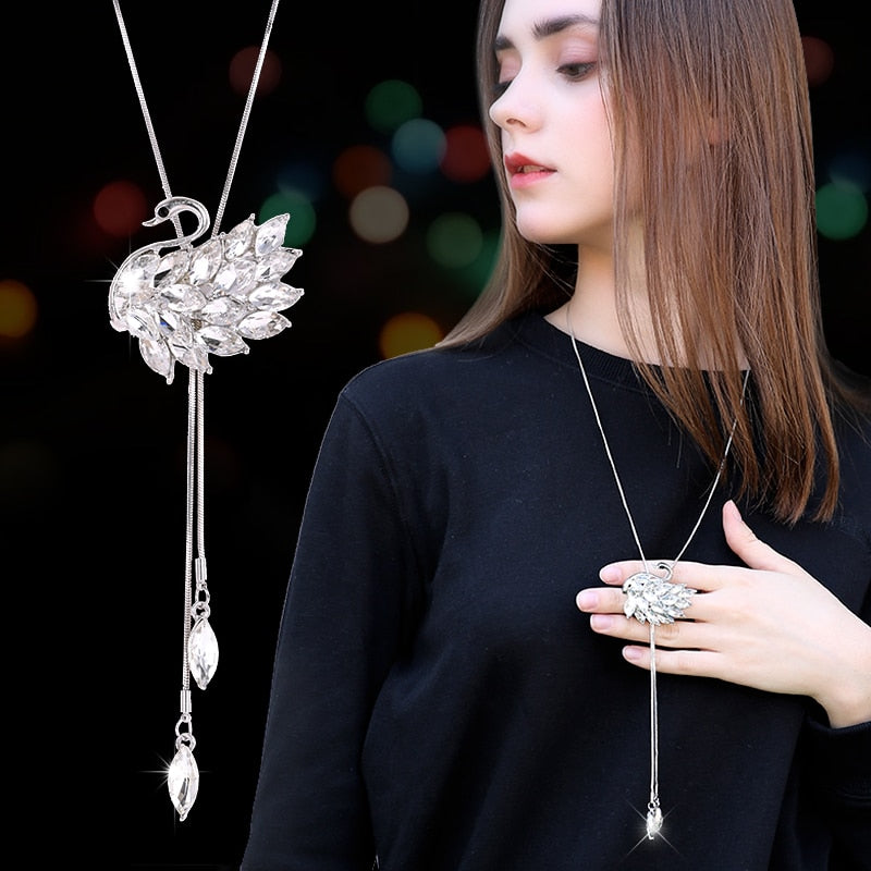 Collier Femme Long Gray Crystal Necklaces & Pendants for Women Round Statement Necklace - MERGE.DAY.1.FREESTYLE
