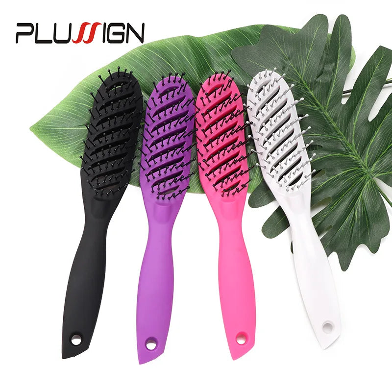 Styling Curly Hair Brush Salon Massager Comb Brush Detangling Drying Brush Anti Static Curved Vent Brush Scalp Massage Comb - MERGE.DAY.1.FREESTYLE