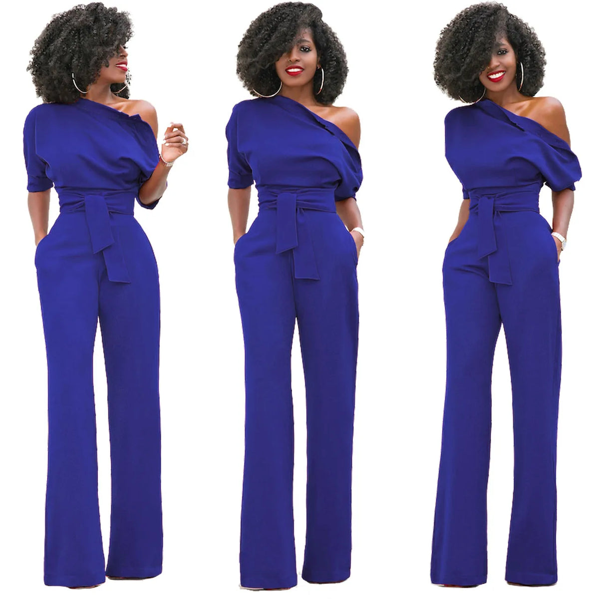 Hot Sale Professional Women's Fashion Solid Color Asymmetrical One-piece Jumpsuits