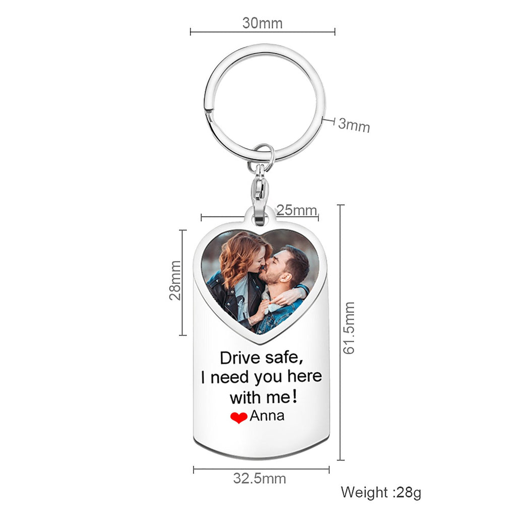 Stainless Steel Car Keyring Personalised Photo With Text Memory Gifts - MERGE.DAY.1.FREESTYLE