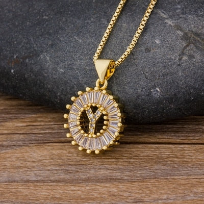 Initial Letter Necklace 26 Letters Charm Gold Name Necklace Pendant - MERGE.DAY.1.FREESTYLE