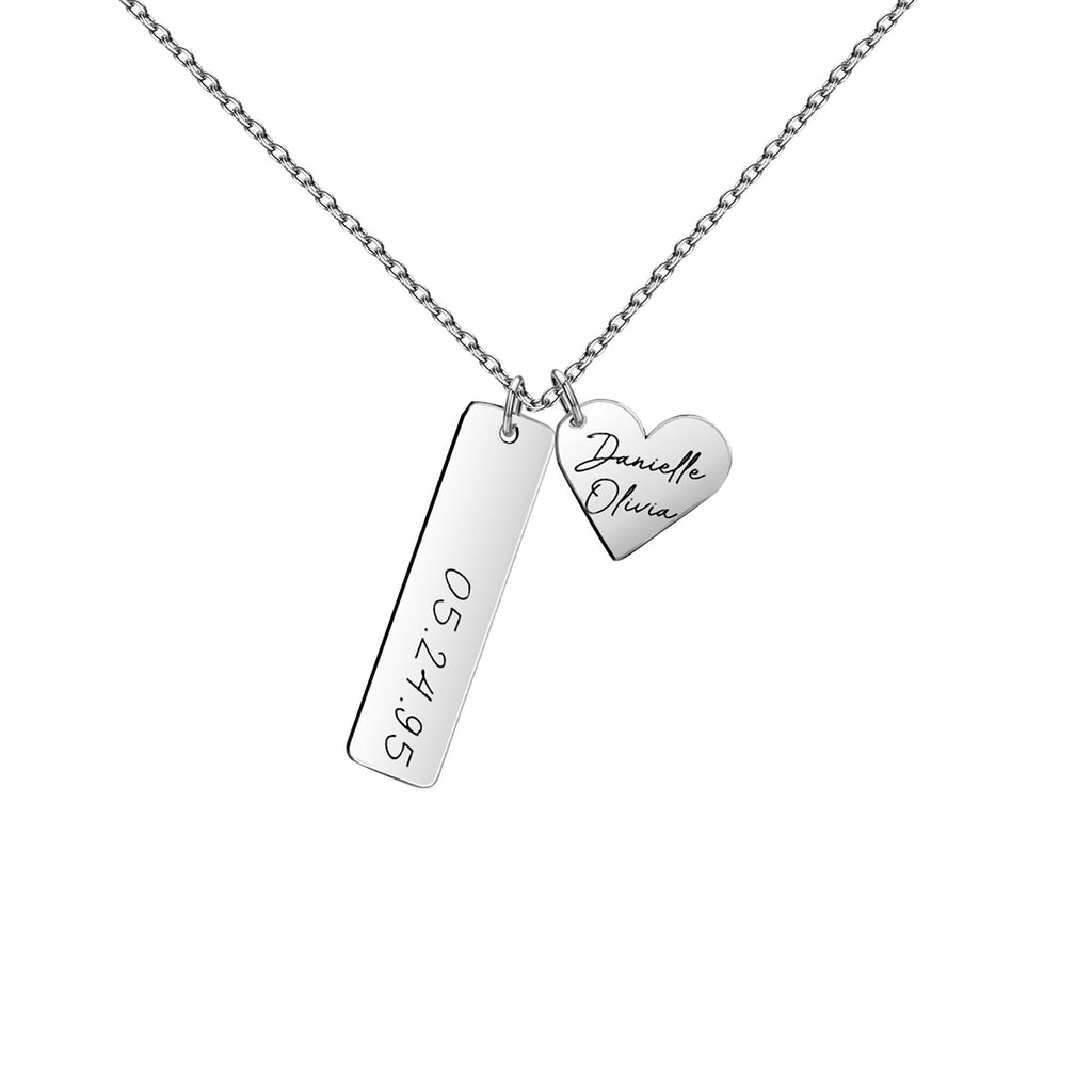 Heart-shaped Necklace Personalized Engraved Name Text Pendant - MERGE.DAY.1.FREESTYLE