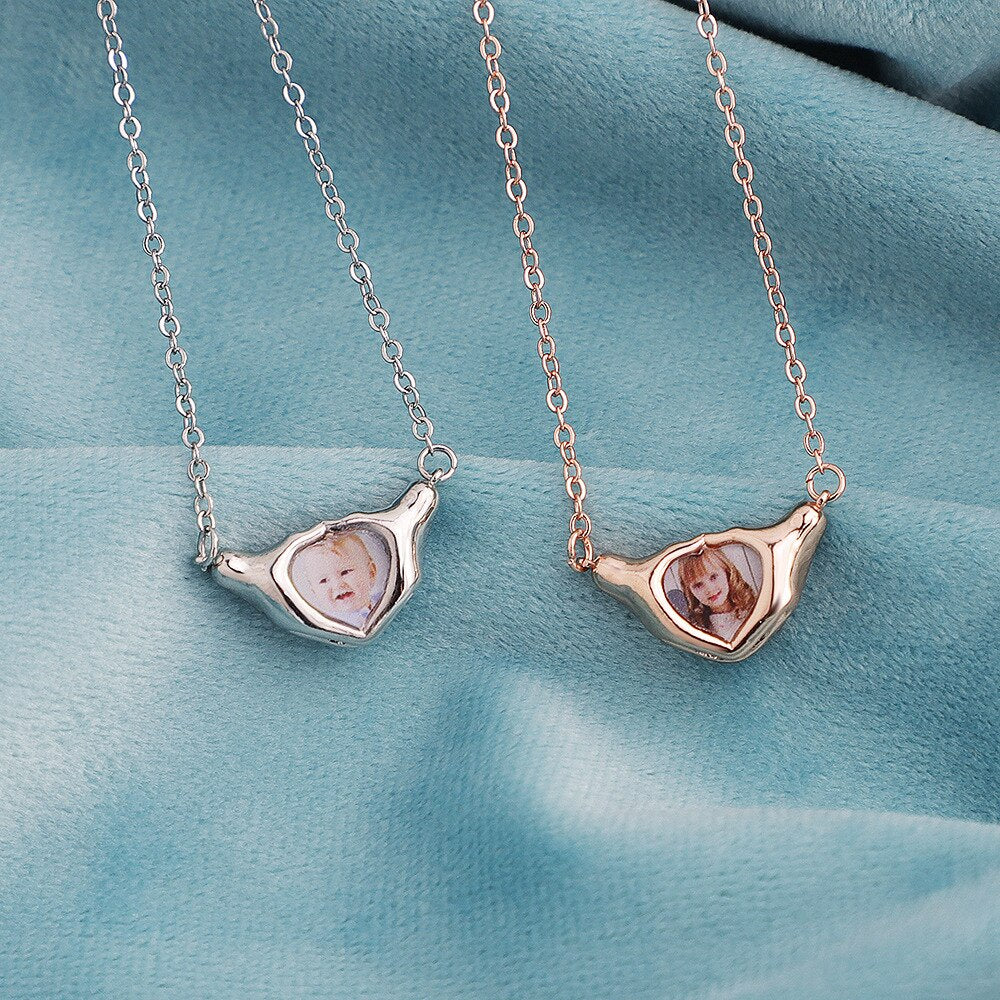 Heart Shaped Pendant Copper Personalized Colorful Baby Children's Photo Necklaces - MERGE.DAY.1.FREESTYLE