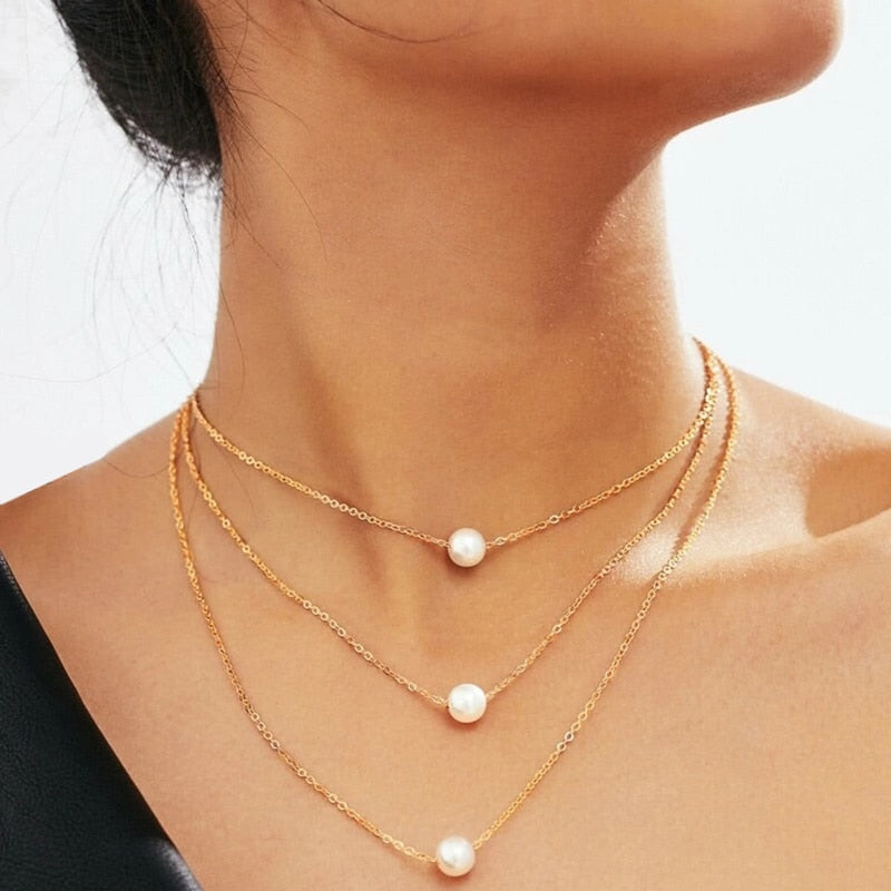 Trend Jewelry Wedding Big Pearl Necklace For Women Fashion White Imitation Pearl Choker - MERGE.DAY.1.FREESTYLE