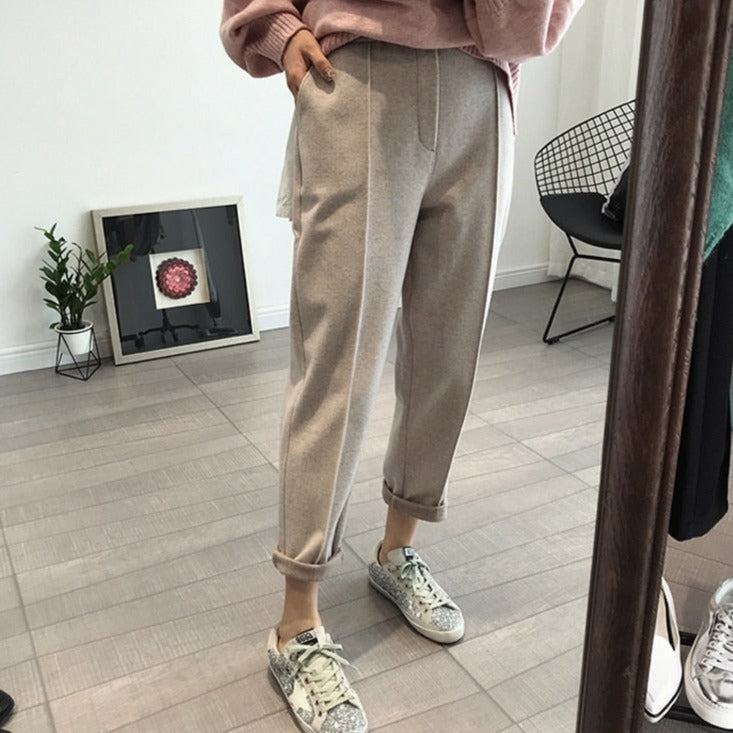 Pencil Pants Wool Pants Female Autumn High Waist Loose Trousers Capris - MERGE.DAY.1.FREESTYLE