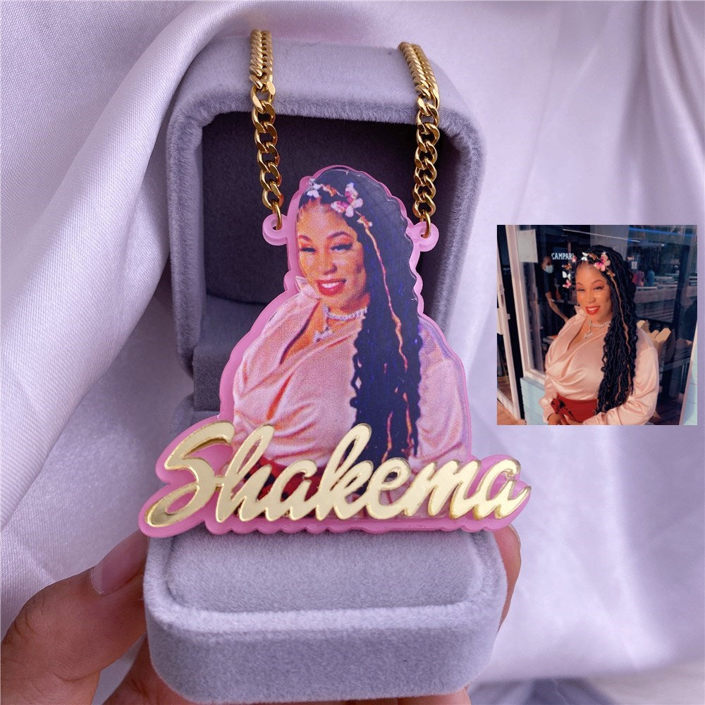 Custom Name Picture Necklace for Women Personalized Acrylic Pendent Necklace Custome Jewelry - MERGE.DAY.1.FREESTYLE