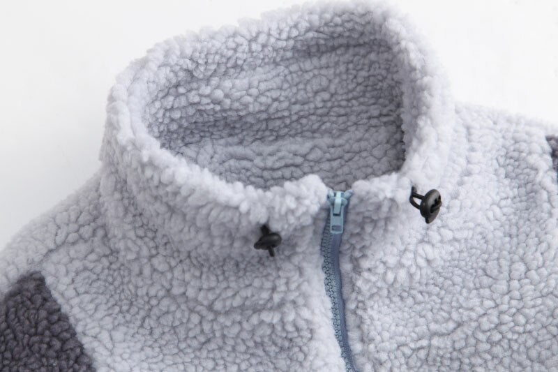 Color Block Patchwork Cotton Thick Warm Varsity Fuzzy Coat Jackets - MERGE.DAY.1.FREESTYLE