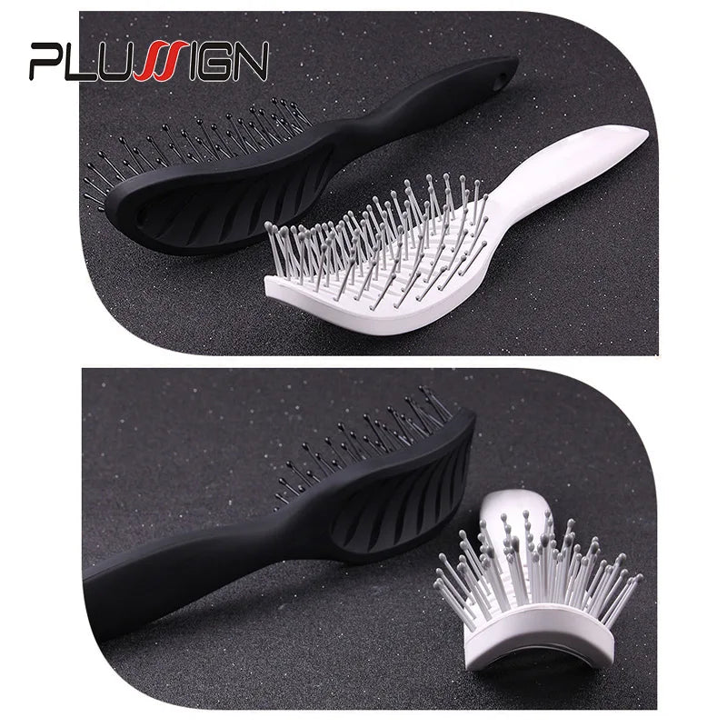 Styling Curly Hair Brush Salon Massager Comb Brush Detangling Drying Brush Anti Static Curved Vent Brush Scalp Massage Comb - MERGE.DAY.1.FREESTYLE