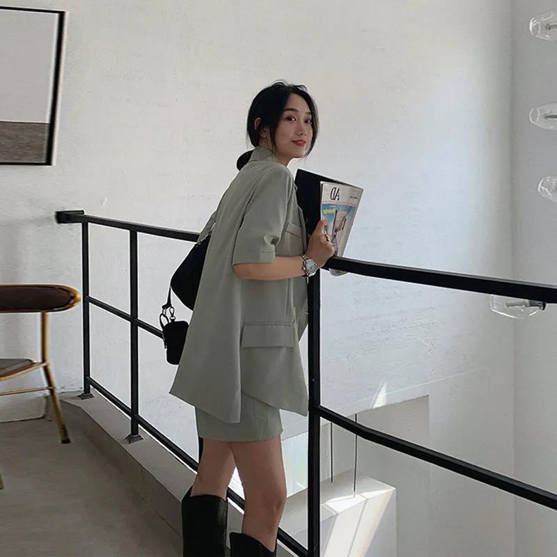 Women's Shorts And Blazer Set Korean Loose Two Piece Suits Female Summer Office Ladies - MERGE.DAY.1.FREESTYLE