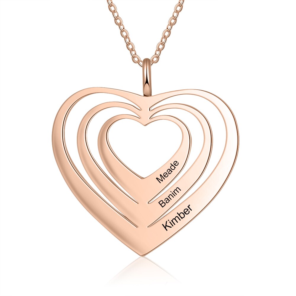 Customized 3 Hearts Pendant Personalized Engraving Name Necklaces - MERGE.DAY.1.FREESTYLE