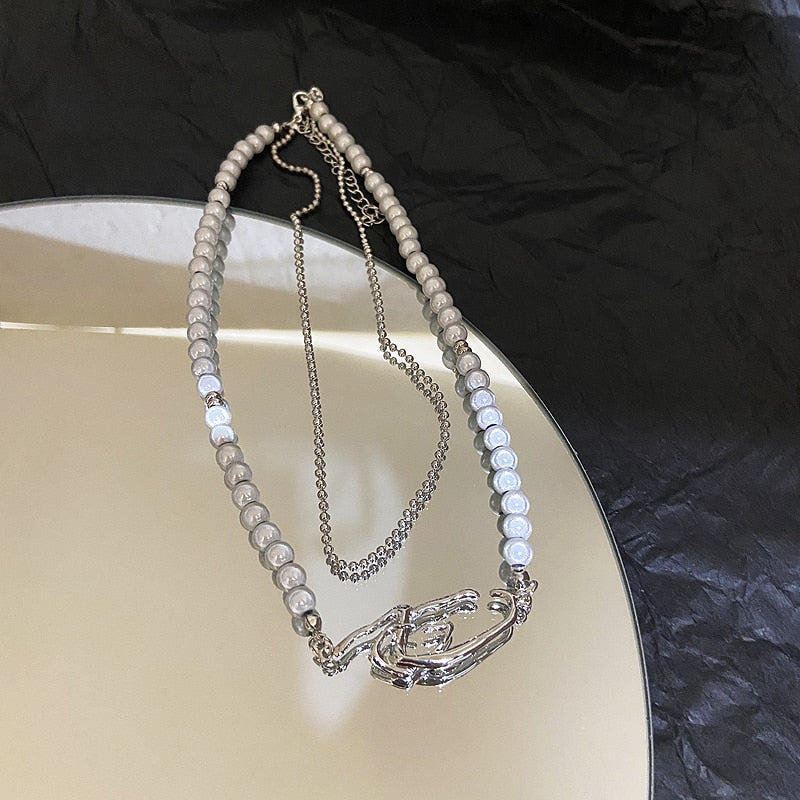 Luminous Beads Pearl Stitching Necklace Choker Cross Pendant Clavicle Sweet Party Jewelry - MERGE.DAY.1.FREESTYLE