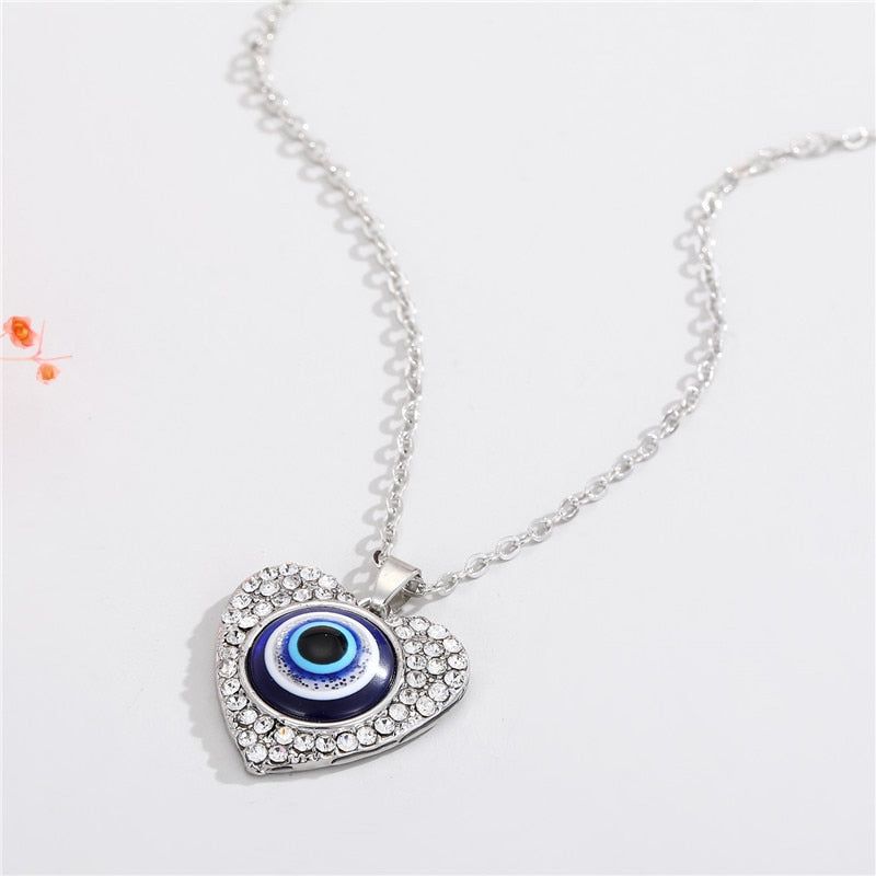 Turkish Evil Eye Pendant Choker Necklace Lucky Blue Evil Eyes Clavicle Chain Necklace - MERGE.DAY.1.FREESTYLE