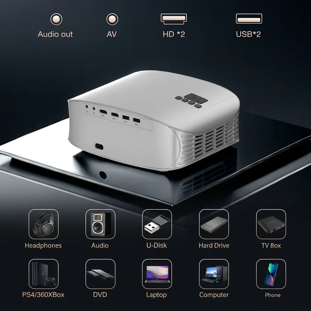 EU Stock D8W Projector Dolby Audio Full HD 1080P Support 4K Portable Projector 4K Android Home Cinema Beamer - MERGE.DAY.1.FREESTYLE