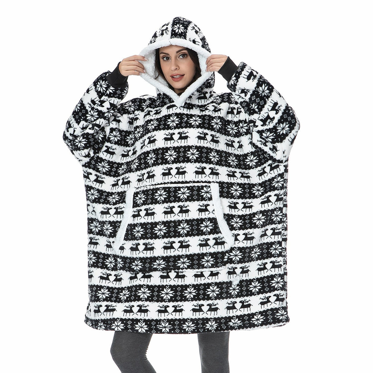 Winter Hoodies Fleece Giant TV Blanket With Sleeves Pullover - MERGE.DAY.1.FREESTYLE