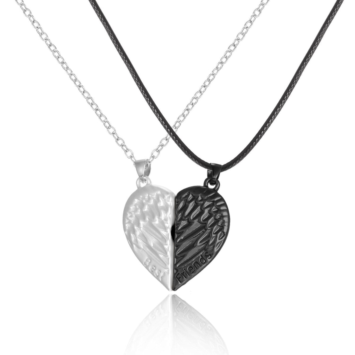 2 Pieces Magnetic Couple Necklaces Friendship Heart Pendant Distance Faceted Charm Necklace - MERGE.DAY.1.FREESTYLE
