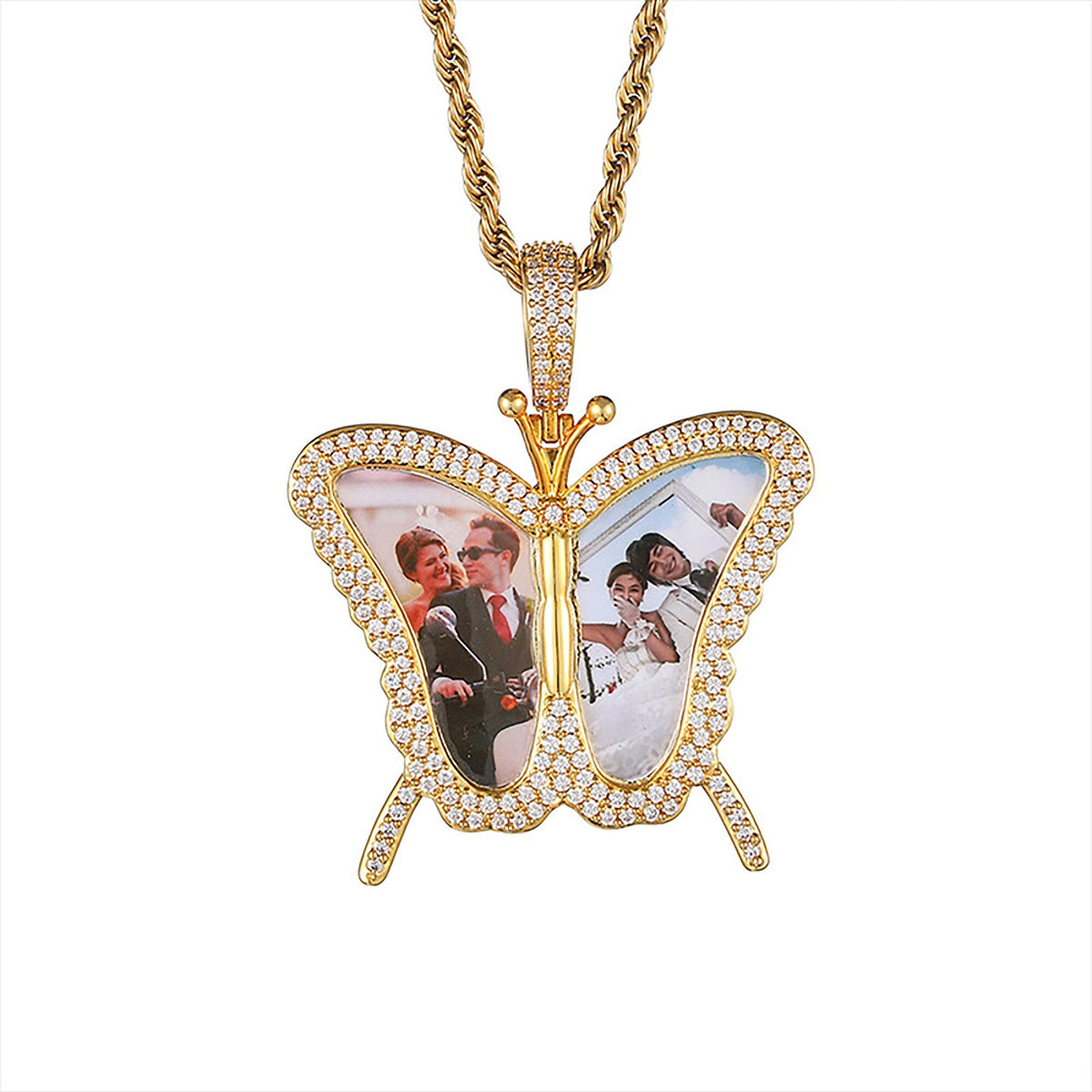 Personalised Butterfly Locket Necklace For Opening Print Two Photo Pendant - MERGE.DAY.1.FREESTYLE
