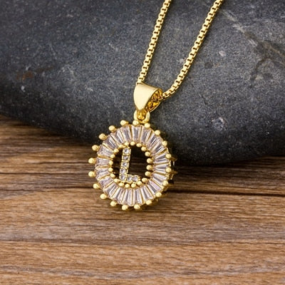 Initial Letter Necklace 26 Letters Charm Gold Name Necklace Pendant - MERGE.DAY.1.FREESTYLE