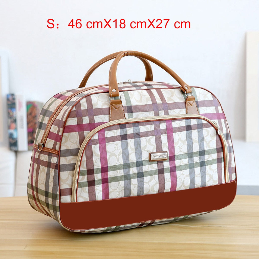 Women Travel Bags PU Leather Large Capacity Waterproof Print Luggage Duffle Bag - MERGE.DAY.1.FREESTYLE