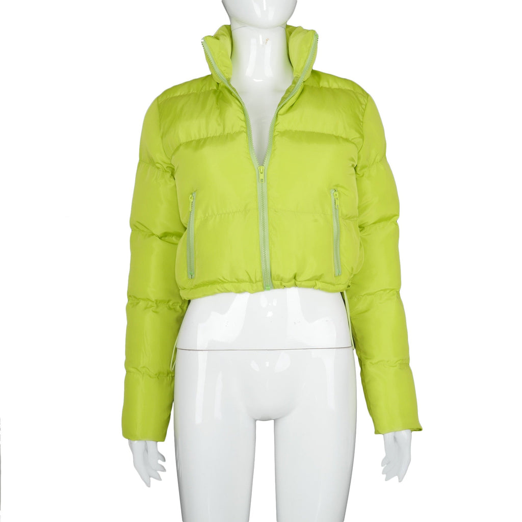 Faux PU Leather Y2K Bubble Puffer Winter Warm Jacket Women Long Sleeve Coats - MERGE.DAY.1.FREESTYLE