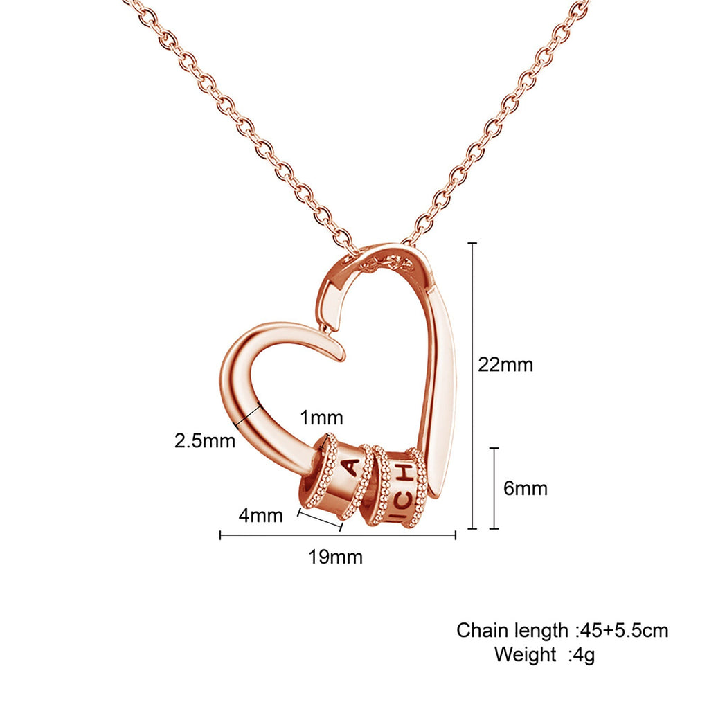 Personalized Heart-shaped Charming Gifts Pendant Jewelry With 1-3 Beads Engraved Name - MERGE.DAY.1.FREESTYLE