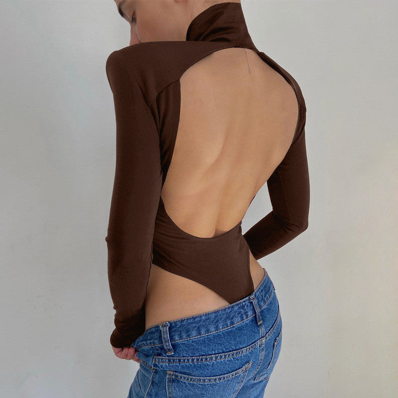 2022 Jumpsuits Women Rompers Sexy Club Hollow Out Backless Bodysuits Casual Long Sleeve Solid Slim - MERGE.DAY.1.FREESTYLE