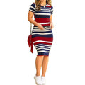 Women Pack Hip Pencil Dress Bodycon Summer Robe Female Striped Vestidos Women Elegant Dress - MERGE.DAY.1.FREESTYLE