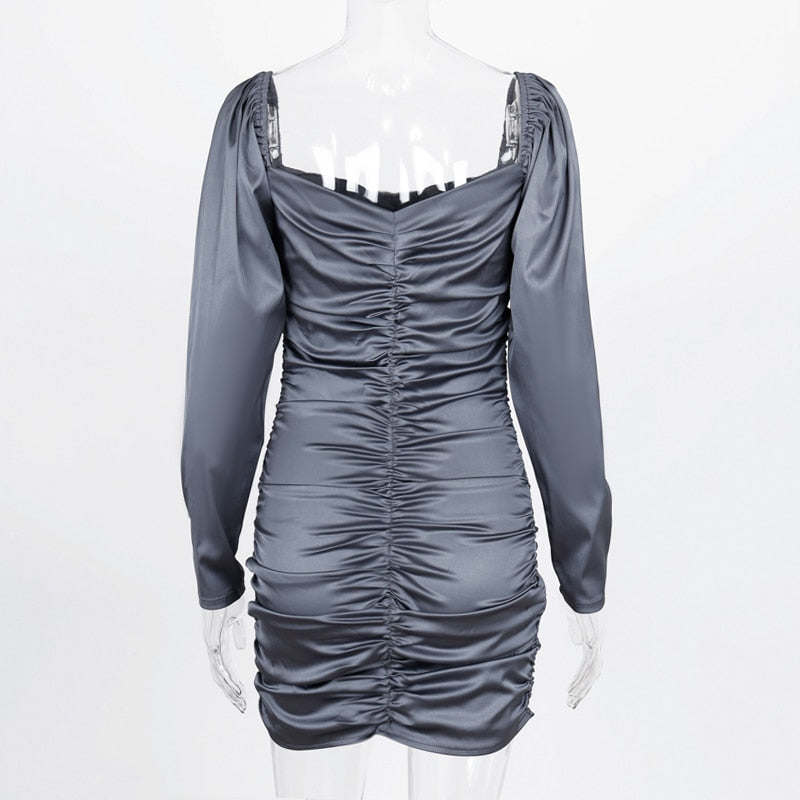 Off Shoulder Long Sleeve Elegant Lady Mini Dress Bodycon Birthday Sexy Clothes - MERGE.DAY.1.FREESTYLE
