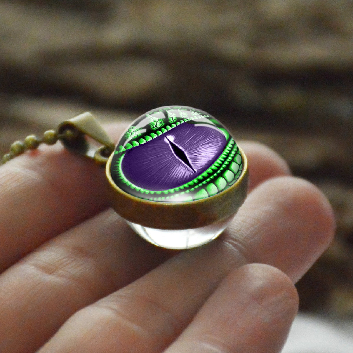 Dragon Eyes Double Side Dome Glass Ball Pendant Bronze Zinc Alloy Necklace Handmade Necklaces - MERGE.DAY.1.FREESTYLE