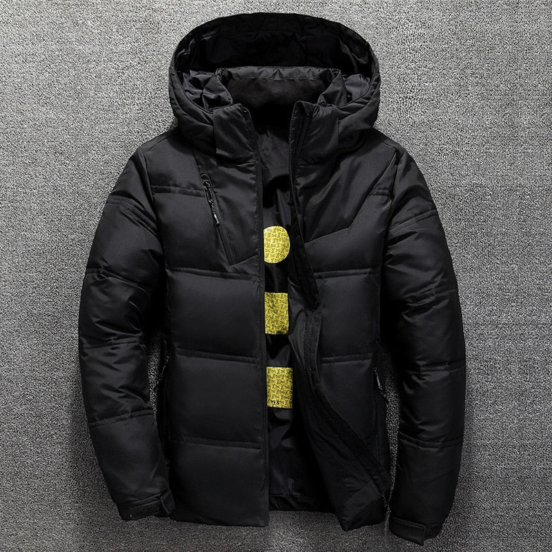 Duck Down Jacket Men Winter Warm Solid Color Hooded Jackets Outdoor Coat - MERGE.DAY.1.FREESTYLE