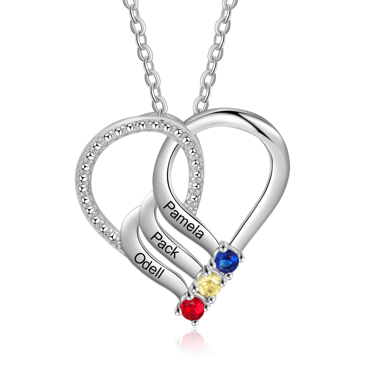 Personalized Family Heart Pendant Necklace with 2-6 Birthstones Name Necklace - MERGE.DAY.1.FREESTYLE