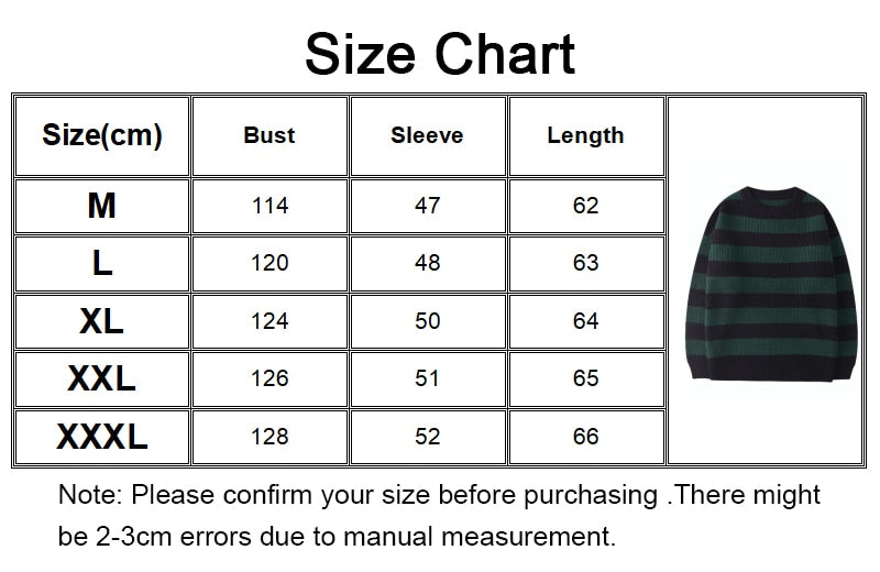 Autumn Winter Knitted Striped Sweater Casual Oversized Pullovers Sweaters - MERGE.DAY.1.FREESTYLE