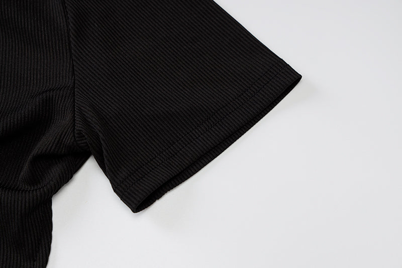 Sexy Backless Short Sleeve Shirt Dress Women Ribbed Buttons Up Bandage Knitted Bodycon Gown 2022 - MERGE.DAY.1.FREESTYLE