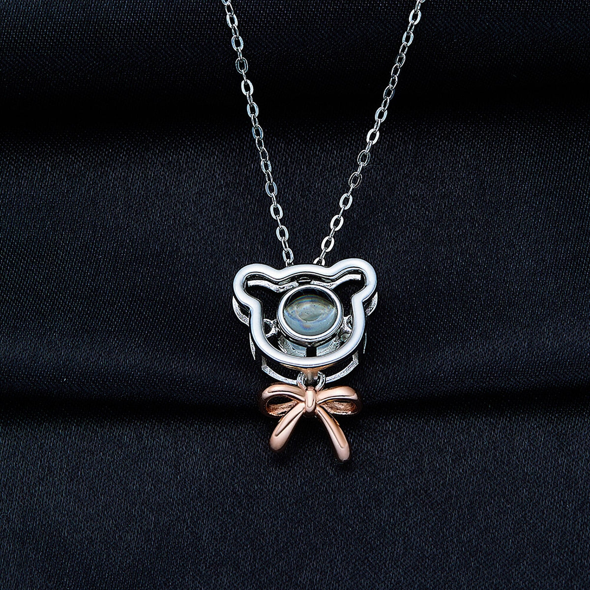 Romantic Bear-shaped Pendant Personalised Name Photo Necklace Valentine's Day Gift - MERGE.DAY.1.FREESTYLE