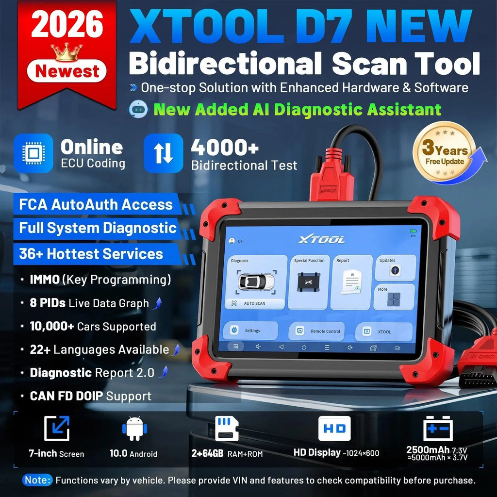 EU Stock 2026 New for D7 EU Universal OBD2 Diagnostic Scanner AI Diagnosis 7inch Touch Screen ECU Coding Key Programming 2