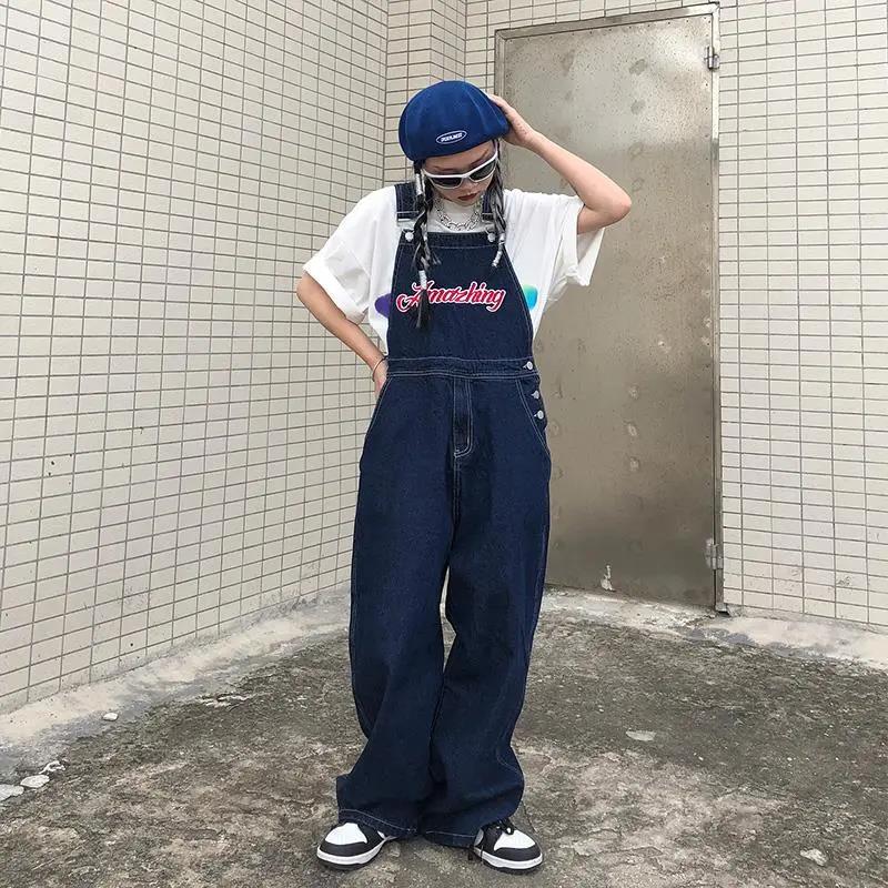 American Embroidery Denim Overalls Women Jean Jumpsuits Loose Straight Wide Leg Pants - MERGE.DAY.1.FREESTYLE