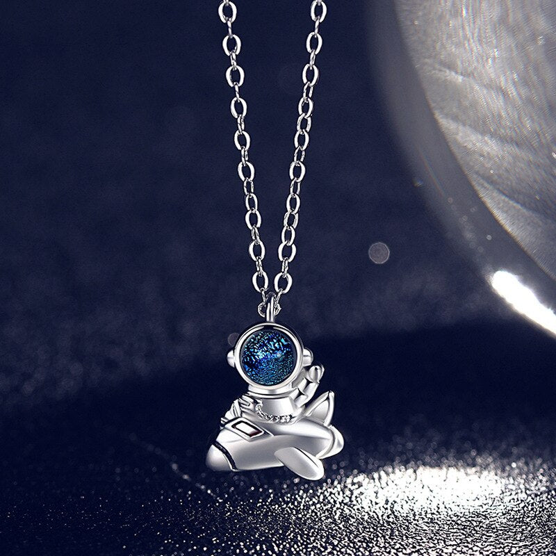 Spaceman Moon Couples Necklace Milky Way Space Pendant Necklaces Jewelry - MERGE.DAY.1.FREESTYLE