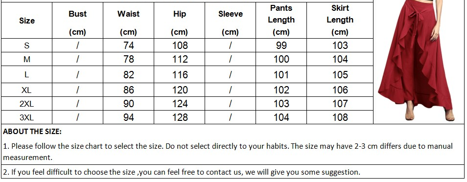 Women Pants Causal Ruffle Drawstring TrouserHigh Waist Loose Dancing Outfits Palazzo Skirt - MERGE.DAY.1.FREESTYLE