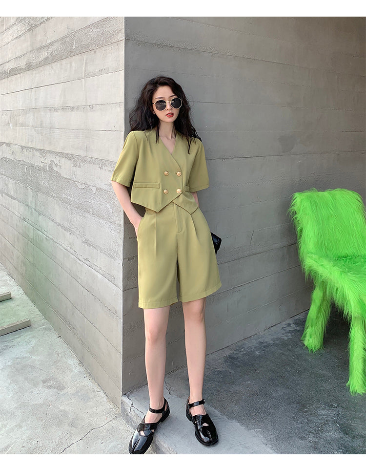 Fashion Office Short Sets Women Korean Loose Two Piece Suits Summer Thin - MERGE.DAY.1.FREESTYLE