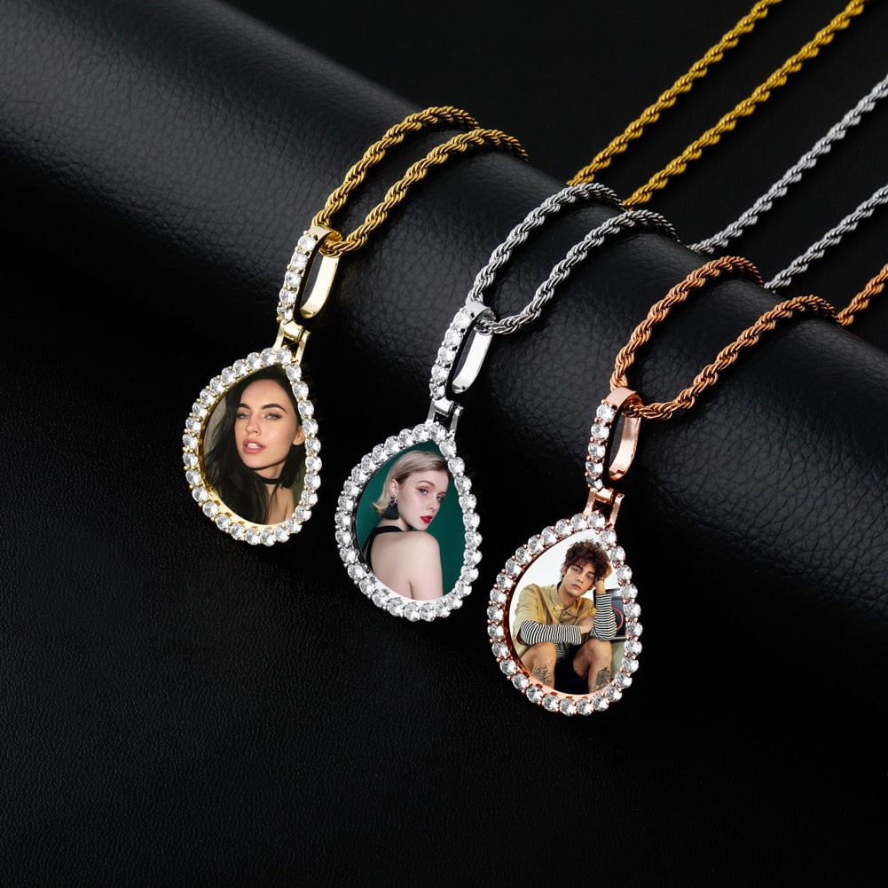 Custom Photo Pendant Drop-shaped Medal Pendant Necklace Hip Hop Jewelry - MERGE.DAY.1.FREESTYLE