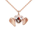 Personalize Heart Locket Necklace Plated Rose Gold Silver Color Angel Wing Shape Custom Photo Pendant - MERGE.DAY.1.FREESTYLE