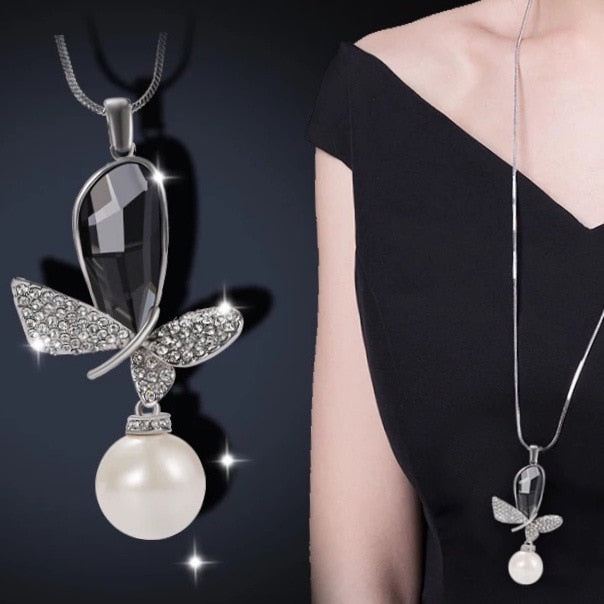 Collier Femme Long Gray Crystal Necklaces & Pendants for Women Round Statement Necklace - MERGE.DAY.1.FREESTYLE