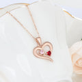 925 Sterling Silver Heart Necklace with 2 Birthstones Custom Engrave Name Pendant - MERGE.DAY.1.FREESTYLE