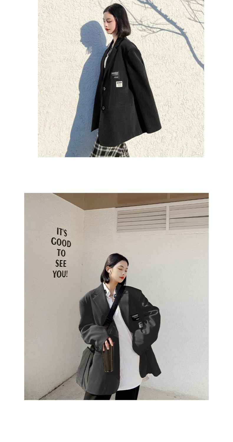 Oversize Blazer Women Autumn Loose Wide Shoulder Suit Coats Casual Label Blazers Female - MERGE.DAY.1.FREESTYLE