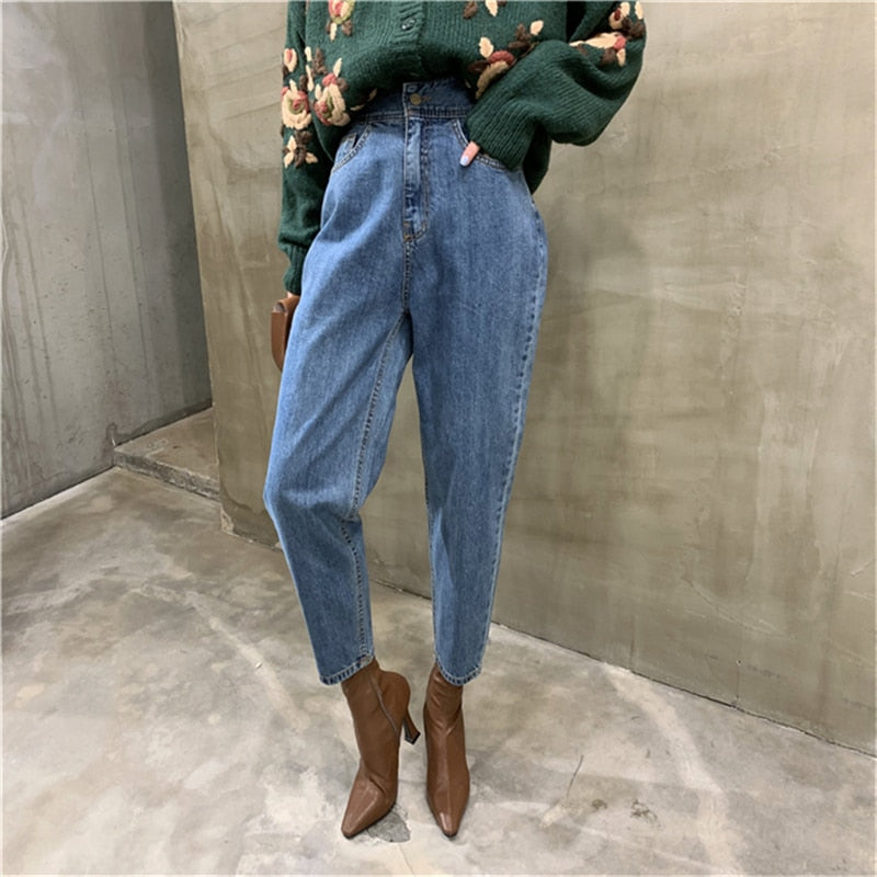 Harem Jeans Pants High Waist Loose Denim Jeans Female Buttons Trousers - MERGE.DAY.1.FREESTYLE