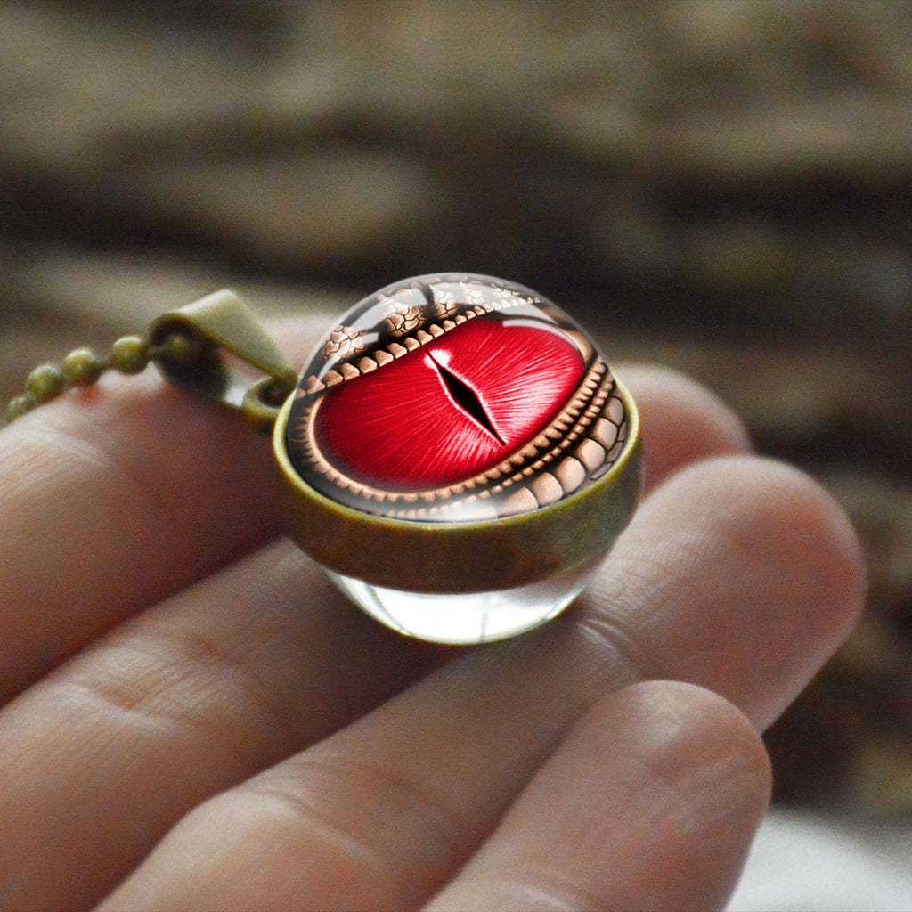 Dragon Eyes Double Side Dome Glass Ball Pendant Bronze Zinc Alloy Necklace Handmade Necklaces - MERGE.DAY.1.FREESTYLE