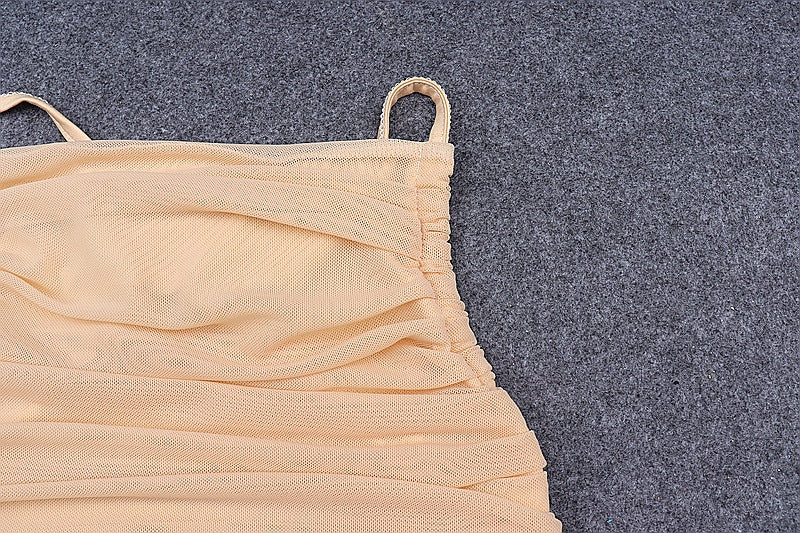 Sleeveless Chic Fashion Mesh Ruched Halter Bodysuit Women Female Tie Up Backless Body Suit - MERGE.DAY.1.FREESTYLE