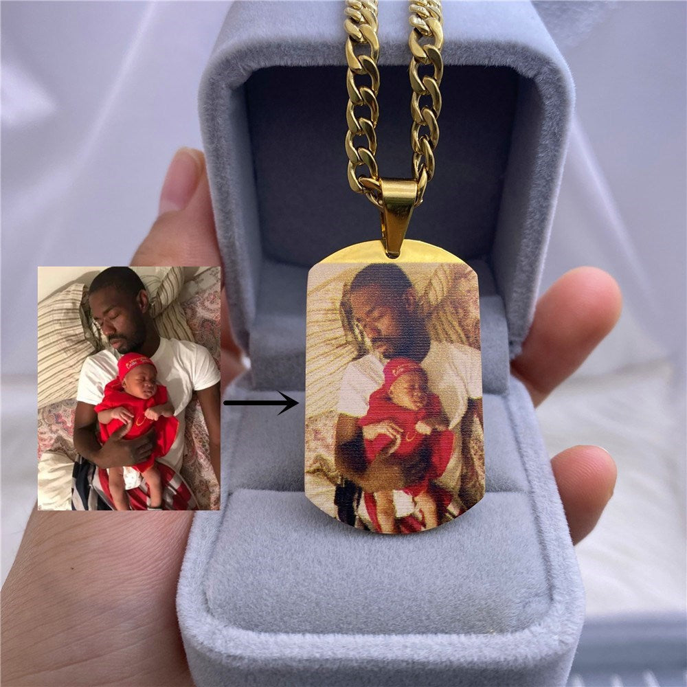 Custom Color Picture Dog Tag Necklace for Memorial Jewelry Gift - MERGE.DAY.1.FREESTYLE